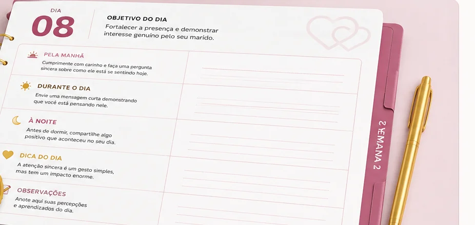 Exemplo de plano diário do método, dividido em manhã, durante o dia e noite