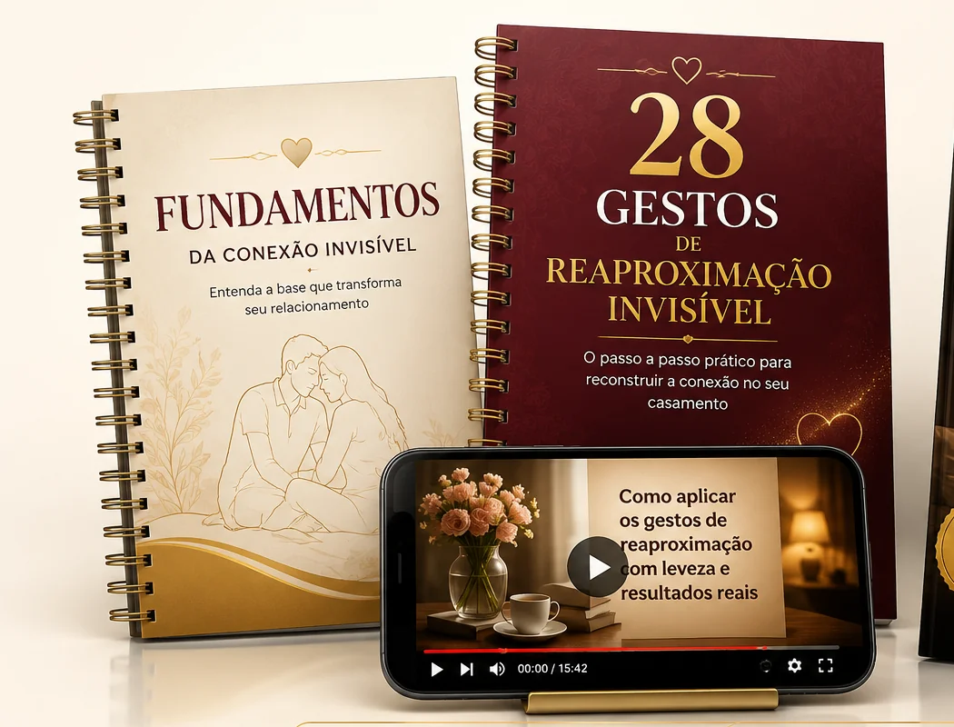 Apostilas do método 28 Gestos de Reaproximação Invisível e aula em vídeo no celular